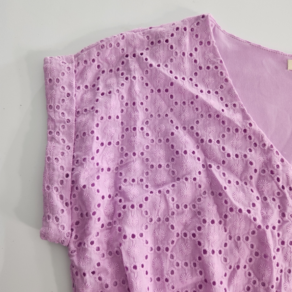 Copper Key Women's Dress Size S Lavender Eyelet Midi Short Sleeve V Neck NWT 01 - Picture 3 of 14